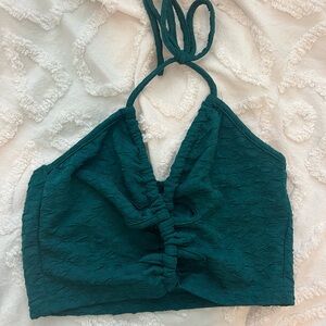 Shein Green halter top with tie front size medium